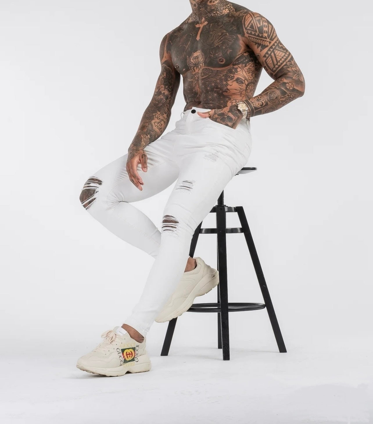 THE TAYLOR JEANS - WHITE RIPPED