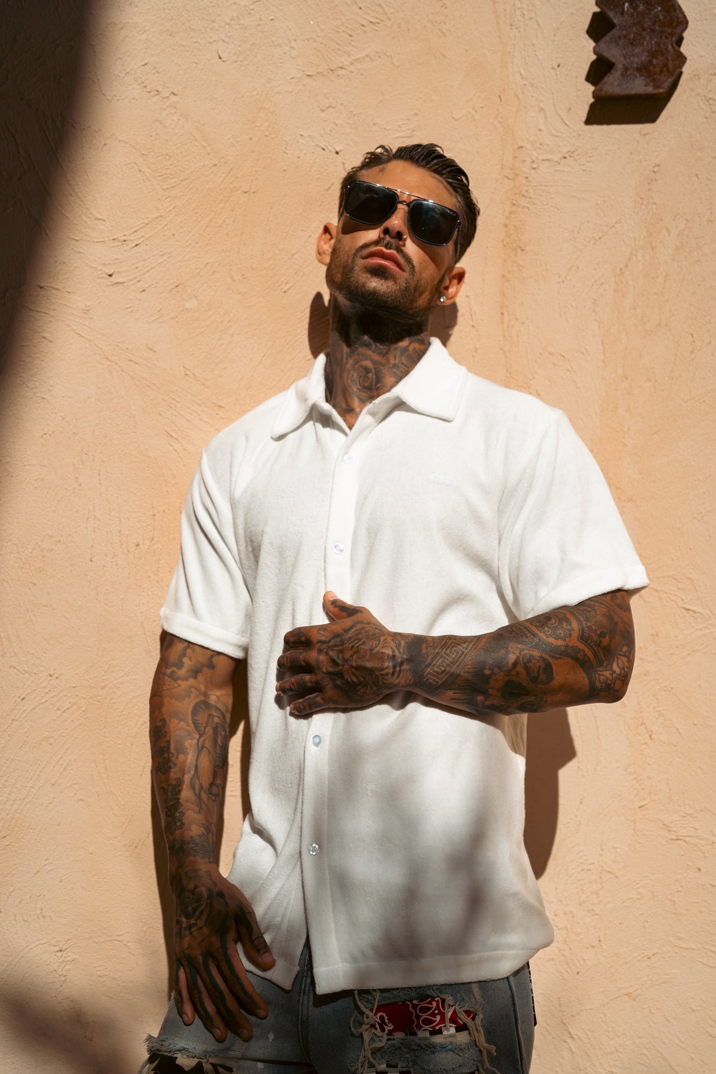 THE MALIBU TOWELLING SHIRT - WHITE