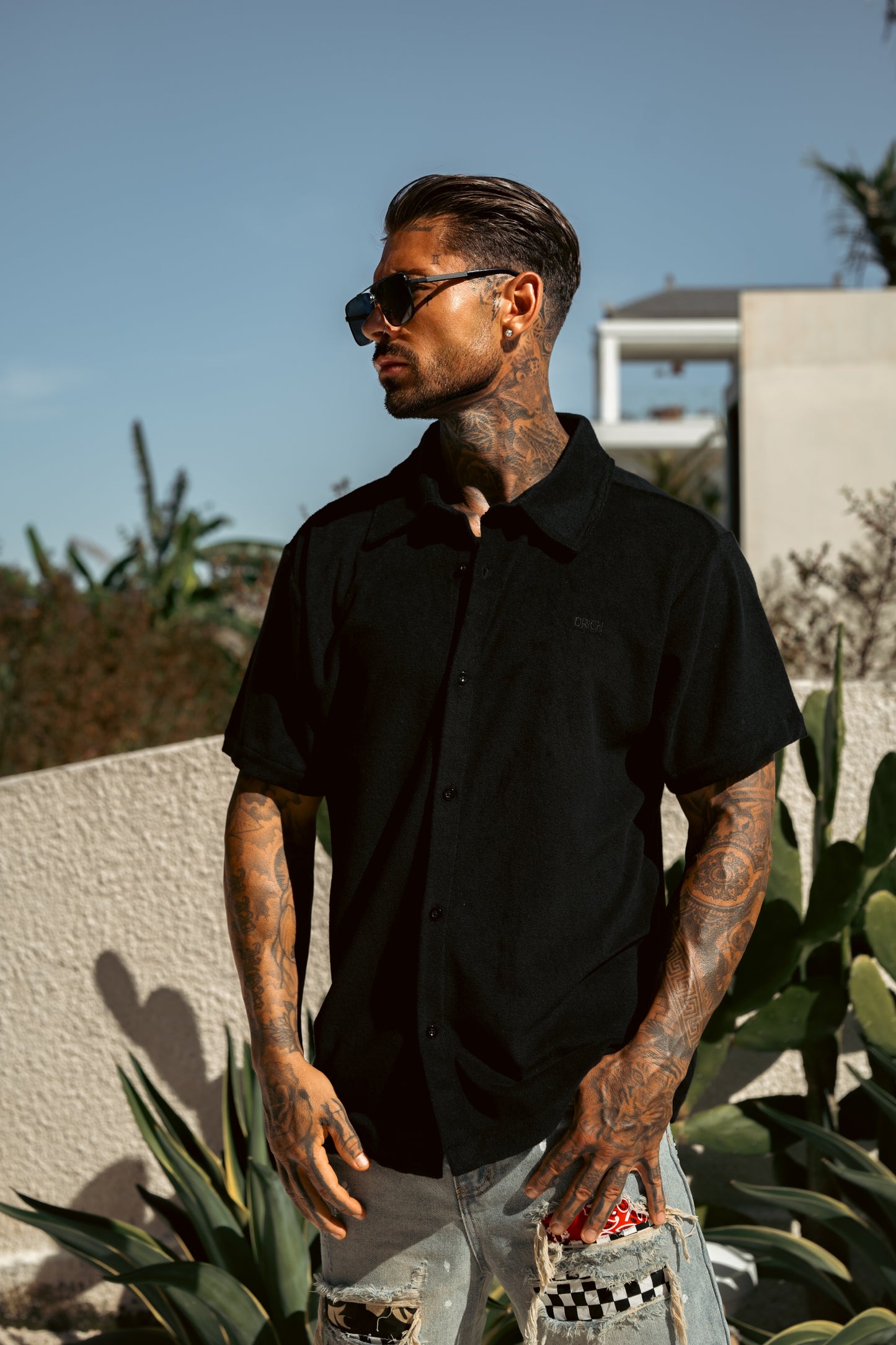 THE MALIBU TOWELLING SHIRT - BLACK